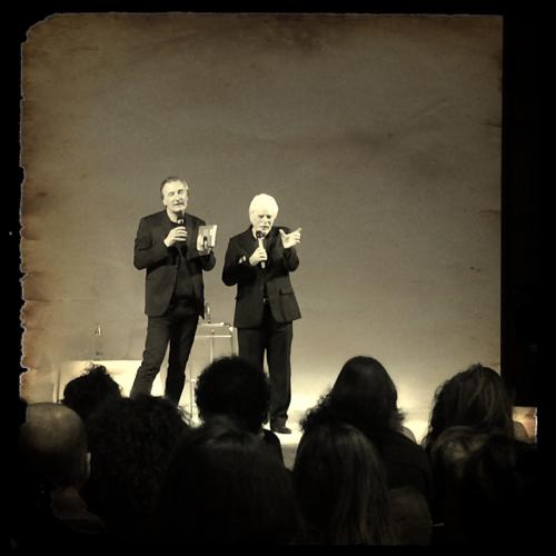 Antonio Bertoli e Alejandro Jodorowsky alla presentazione di "Viaggio essenziale", Milano Marittima 2014